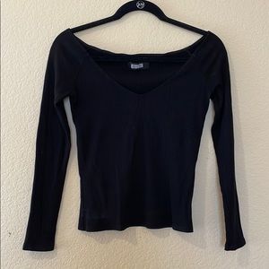 Reformation black over-the-shoulder top